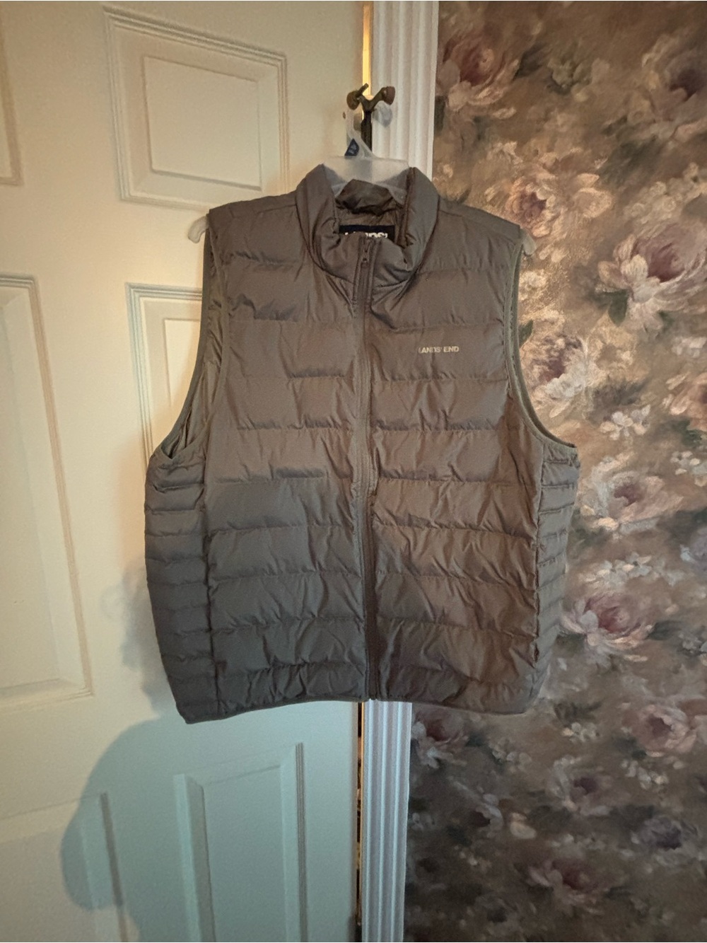 Lands' End Men's Quilted Gray Down Vest